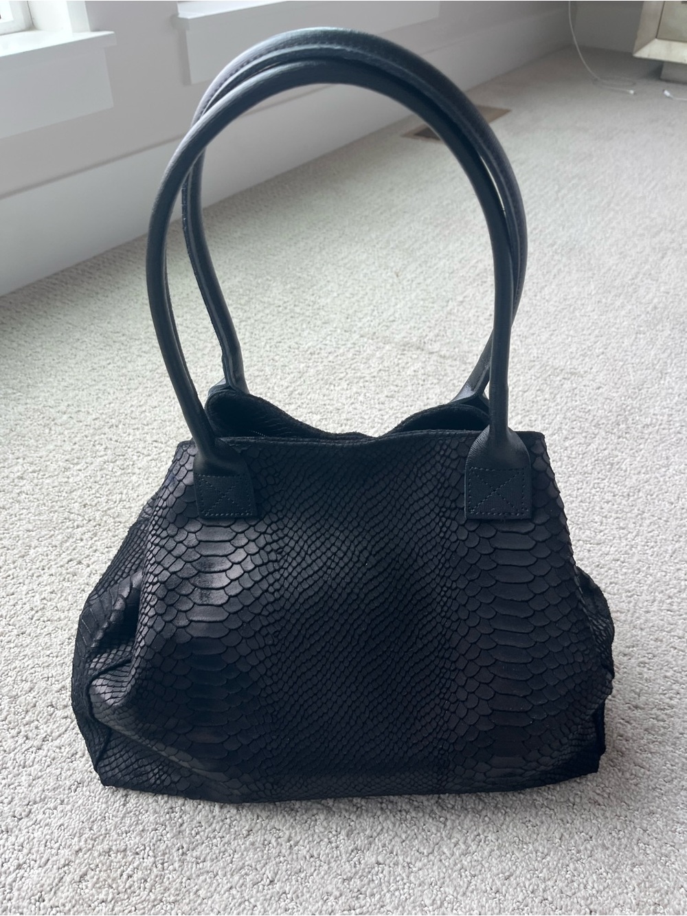 NWOT Made in Itally leather embossed Women’s Black tote Bag